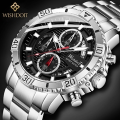 WISHDOIT Homens Relógios Top Marca de Luxo Big Dial Relógios Esportivos Mens Chronograph Quartz Relógio de Pulso Data Masculino Relógio Relogio Masculino - Relogios Importados na Web - Frete Grátis Todo o Brasil