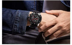 Imagem do MEGIR criativo relógio de pulso homem relógio impermeável couro masculino relógios de marca de luxo cronógrafo esporte relogio masculino
