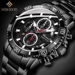 WISHDOIT Homens Relógios Top Marca de Luxo Big Dial Relógios Esportivos Mens Chronograph Quartz Relógio de Pulso Data Masculino Relógio Relogio Masculino na internet