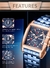 Relógio masculino MEGIR azul em aço inoxidável retângulo Big Dial Business Relógios de pulso masculino Relogio masculino militar relogio masculino - loja online