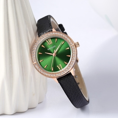MEGIR Relógios Femininos Reloj Mujer Green Face Couro Strap Luxo Diamante Ladies Watch Women Relogio Feminino Zegarek Damski - Relogios Importados na Web - Frete Grátis Todo o Brasil