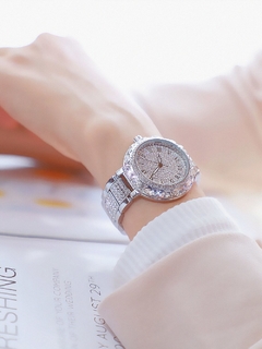 Relógios femininos ouro marca luxuosa diamante quartzo mostrador grande Relógios de pulso femininos relógio de aço inoxidável feminino relogio feminino - loja online