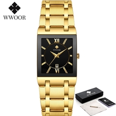 Relogio masculino WWOOR Relógio de ouro masculino, quadrado, masculino, relógi - Relogios Importados na Web - Frete Grátis Todo o Brasil