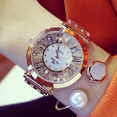 Novo relógio feminino de diamante completo BS pulseira de cristal feminino Relógios de pulso Relojes Relógios femininos de quartzo para mulheres 116635