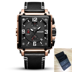 Megir novo luxo masculino esportes cronógrafo relógio de quartzo multifuncional calendário luminoso relógio à prova dclock água quadrado 2061 na internet