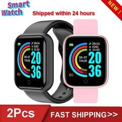 2021 Y68 Homens Mulheres Bluetooth Smartwatch Rastreador de Fitness Relógio Esportivo D20 Monitor de Freqüência Cardíaca Relógios Smart Brace de Pressão Arterial