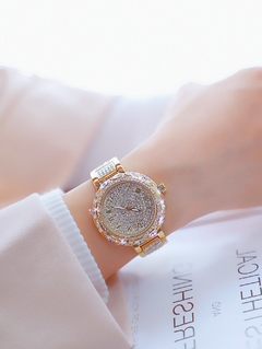 Relógios femininos ouro marca luxuosa diamante quartzo mostrador grande Relógios de pulso femininos relógio de aço inoxidável feminino relogio feminino - loja online