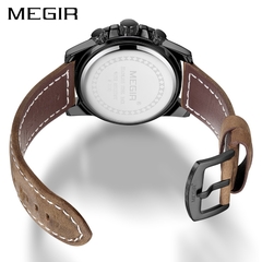 MEGIR criativo relógio de pulso homem relógio impermeável couro masculino relógios de marca de luxo cronógrafo esporte relogio masculino - comprar online