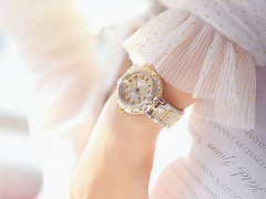 Relógios femininos ouro marca luxuosa diamante quartzo mostrador grande Relógios de pulso femininos relógio de aço inoxidável feminino relogio feminino