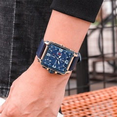 Megir novo luxo masculino esportes cronógrafo relógio de quartzo multifuncional calendário luminoso relógio à prova dclock água quadrado 2061 - comprar online