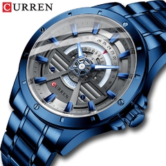 CURREN NOVO Moda Casual Quartzo Inoxidável Relógios Data e Semana Relógio Masculino Marca Criativa Relógio de Pulso Masculino - comprar online