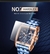 Relógio masculino MEGIR azul em aço inoxidável retângulo Big Dial Business Relógios de pulso masculino Relogio masculino militar relogio masculino - comprar online