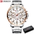 CURREN New Causal Sport Chronograph Men's Watches Stainless Steel Band Wristwatch Big Dial Quartz Clock with Luminous Pointers - comprar online