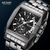 MEGIR Full Black Watches Men Luxo Chronograph Quartz Watch for Man Square Dial Relogios Luminous Relógio de Pulso - comprar online