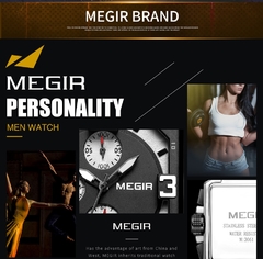 Imagem do Megir novo luxo masculino esportes cronógrafo relógio de quartzo multifuncional calendário luminoso relógio à prova dclock água quadrado 2061
