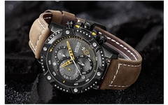 MEGIR criativo relógio de pulso homem relógio impermeável couro masculino relógios de marca de luxo cronógrafo esporte relogio masculino - comprar online