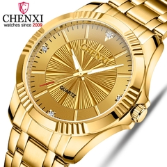 CHENXI Brand Classic Delicate Strass Couple Lover Relógios Moda Luxo Ouro Aço Inoxidável Homens e Mulheres Relógio Orologi Coppia