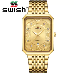 Relógios de ouro SWISH para homens, marcas de luxo, criativos, relógios de pulso