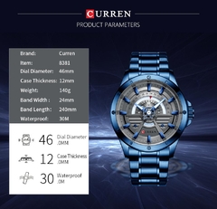 CURREN NOVO Moda Casual Quartzo Inoxidável Relógios Data e Semana Relógio Masculino Marca Criativa Relógio de Pulso Masculino