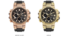 Imagem do SMAEL 1803 Relógio esportivo masculino relógios à prova d'água 5Bar Dual Time Relógio militar masculino relógio despertador resistente a choques montre homme