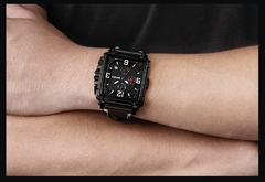 Megir novo luxo masculino esportes cronógrafo relógio de quartzo multifuncional calendário luminoso relógio à prova dclock água quadrado 2061