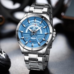 CURREN NOVO Moda Casual Quartzo Inoxidável Relógios Data e Semana Relógio Masculino Marca Criativa Relógio de Pulso Masculino - comprar online
