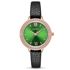 MEGIR Relógios Femininos Reloj Mujer Green Face Couro Strap Luxo Diamante Ladies Watch Women Relogio Feminino Zegarek Damski - Relogios Importados na Web - Frete Grátis Todo o Brasil