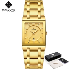 Relogio masculino WWOOR Relógio de ouro masculino, quadrado, masculino, relógi
