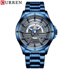 CURREN NOVO Moda Casual Quartzo Inoxidável Relógios Data e Semana Relógio Masculino Marca Criativa Relógio de Pulso Masculino - comprar online