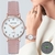 Relógio Feminino Moda Casual Relógios de Cinto De Couro Simples Feminino Relógio Pequeno Mostrador Relógio De Quartzo on internet