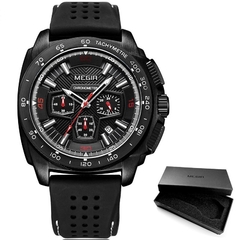 Megir masculino relógios cronógrafo esporte com movimento de quartzo elástico relógio de pulso luminoso para meninos masculinos