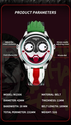 2021 Cool Joker Watch Relógios masculinos de palhaço de couro Relógio de quartzo à prova d'água com caixa de presentes de Halloween para homens Transporte direto