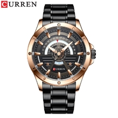 CURREN NOVO Moda Casual Quartzo Inoxidável Relógios Data e Semana Relógio Masculino Marca Criativa Relógio de Pulso Masculino