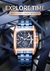 Relógio masculino MEGIR azul em aço inoxidável retângulo Big Dial Business Relógios de pulso masculino Relogio masculino militar relogio masculino na internet