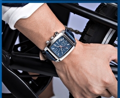 Relógio masculino MEGIR de marca superior de luxo retangular de quartzo relógios militares impermeável de couro luminoso relógio de pulso masculino na internet
