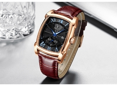Relógios masculinos vintage da marca CHENXI Relógios retrô com pulseira de couro genuíno com numerais romanos Relógios masculinos antigos quadrados para presente à prova d'água - comprar online