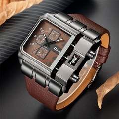 Marca OULM Original Design Único Quadrado Masculino Relógio de Pulso Amplo Mostrador Grande Relógio Casual de Couro com Correia de Quartzo Relógios Esportivos Masculino - buy online