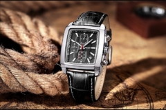 Relógio masculino MEGIR de marca superior de luxo retangular de quartzo relógios militares impermeável de couro luminoso relógio de pulso masculino - loja online
