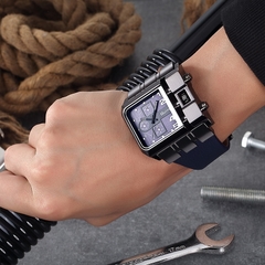 Marca OULM Original Design Único Quadrado Masculino Relógio de Pulso Amplo Mostrador Grande Relógio Casual de Couro com Correia de Quartzo Relógios Esportivos Masculino - online store