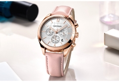 Relógios Femininos MEGIR Moda Couro Rosa Relógio de Quartzo Feminino Relógio Feminino Amantes Hora Relogio Feminino Montre Femme Reloj Mujer - Relogios Importados na Web - Frete Grátis Todo o Brasil