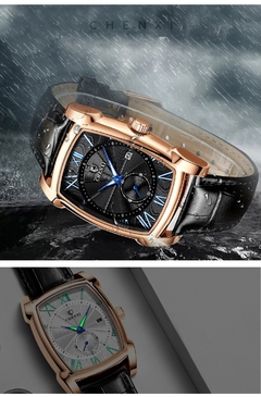 Relógios masculinos vintage da marca CHENXI Relógios retrô com pulseira de couro genuíno com numerais romanos Relógios masculinos antigos quadrados para presente à prova d'água na internet