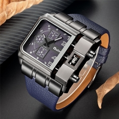 Marca OULM Original Design Único Quadrado Masculino Relógio de Pulso Amplo Mostrador Grande Relógio Casual de Couro com Correia de Quartzo Relógios Esportivos Masculino - buy online