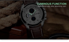 MEGIR relógios oficiais de quartzo masculino moda couro genuíno relógio cronógrafo relógio para homens gentis estudantes masculinos Reloj Hombre 2015 - comprar online