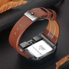 Marca OULM Original Design Único Quadrado Masculino Relógio de Pulso Amplo Mostrador Grande Relógio Casual de Couro com Correia de Quartzo Relógios Esportivos Masculino on internet