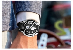 MEGIR relógios oficiais de quartzo masculino moda couro genuíno relógio cronógrafo relógio para homens gentis estudantes masculinos Reloj Hombre 2015 - loja online