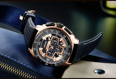 Megir masculino relógios cronógrafo esporte com movimento de quartzo elástico relógio de pulso luminoso para meninos masculinos - online store