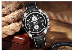 MEGIR relógios oficiais de quartzo masculino moda couro genuíno relógio cronógrafo relógio para homens gentis estudantes masculinos Reloj Hombre 2015 - Relogios Importados na Web - Frete Grátis Todo o Brasil