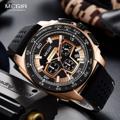Megir masculino relógios cronógrafo esporte com movimento de quartzo elástico relógio de pulso luminoso para meninos masculinos - Relogios Importados na Web - Frete Grátis Todo o Brasil