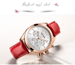 Relógios Femininos MEGIR Moda Couro Rosa Relógio de Quartzo Feminino Relógio Feminino Amantes Hora Relogio Feminino Montre Femme Reloj Mujer