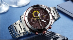 Imagem do Relógio masculino MEGIR cronógrafo de quartzo de marca de luxo em aço inoxidável. Relógios de pulso masculino.